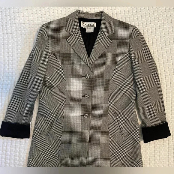 Vintage Carlisle| Houndstooth Wool Blazer| Size 8 - Picture 3 of 14